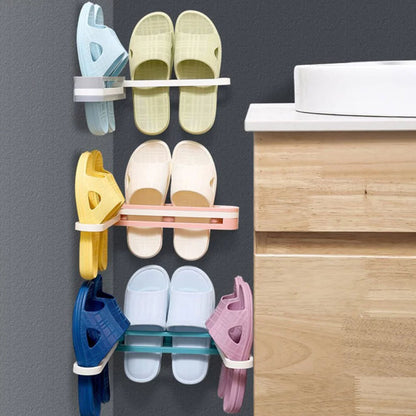 Wall Mounted Slipper Holder Rack | Self-Adhesive Bathroom & Bedroom Shoe Organizer (1 Pc)