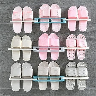 Wall Mounted Slipper Holder Rack | Self-Adhesive Bathroom & Bedroom Shoe Organizer (1 Pc)