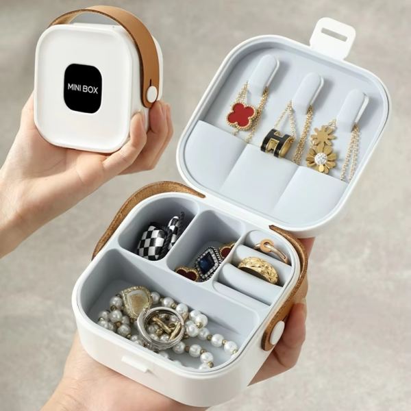 Mini Travel Jewelry Box with Mirror & Organizer | Portable Jewelry Storage Case