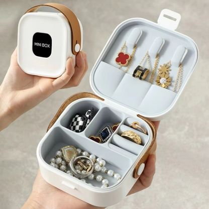 Mini Travel Jewelry Box with Mirror & Organizer | Portable Jewelry Storage Case