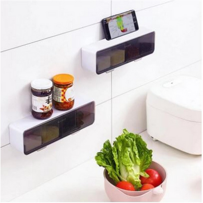 4-Compartment Wall Mounted Spice Storage Organizer with Flip Cover | Kitchen Seasoning Box