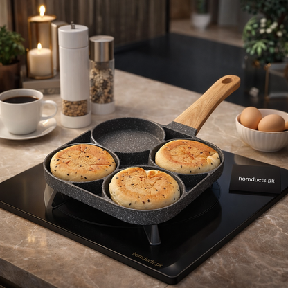 Premium 4-Slot Nonstick Multi-Section Frying Pan – Breakfast & Meal Divider Skillet