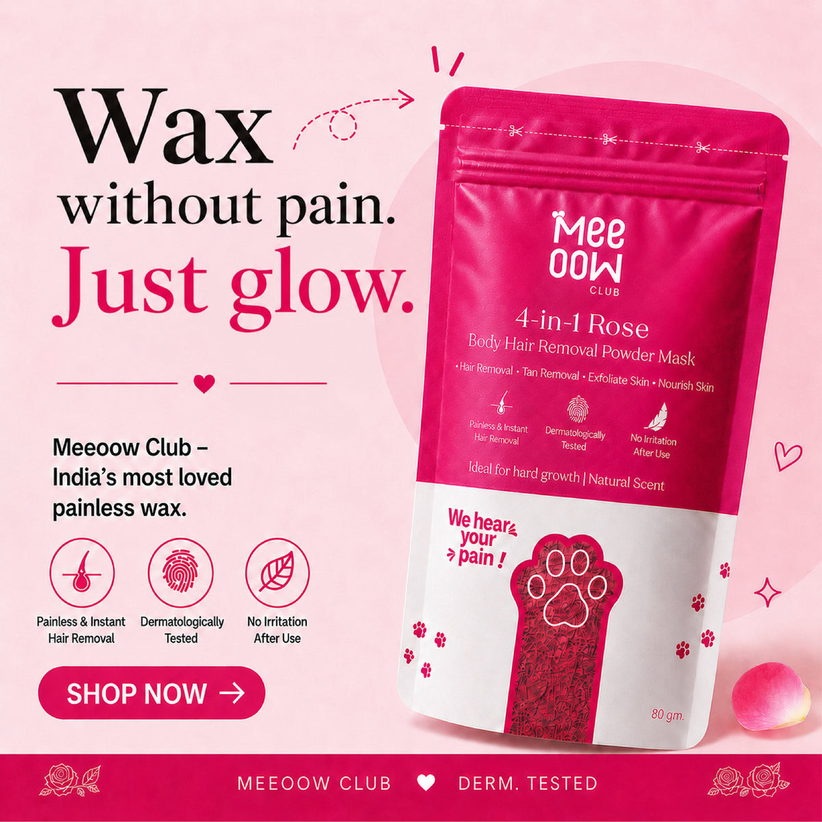 4-in-1 Rose Body Hair Removal Wax Powder Mask fullbody