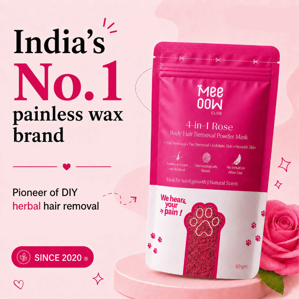 4-in-1 Rose Body Hair Removal Wax Powder Mask fullbody