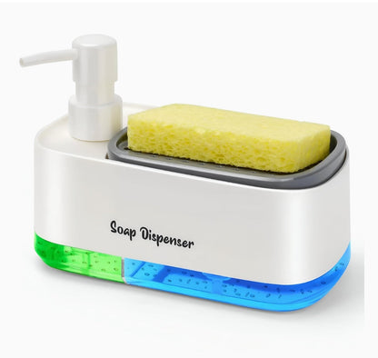 Kitchen Dishwashing Soap Dispenser with Dual Compartments & Sponge Tray (Import Quality)