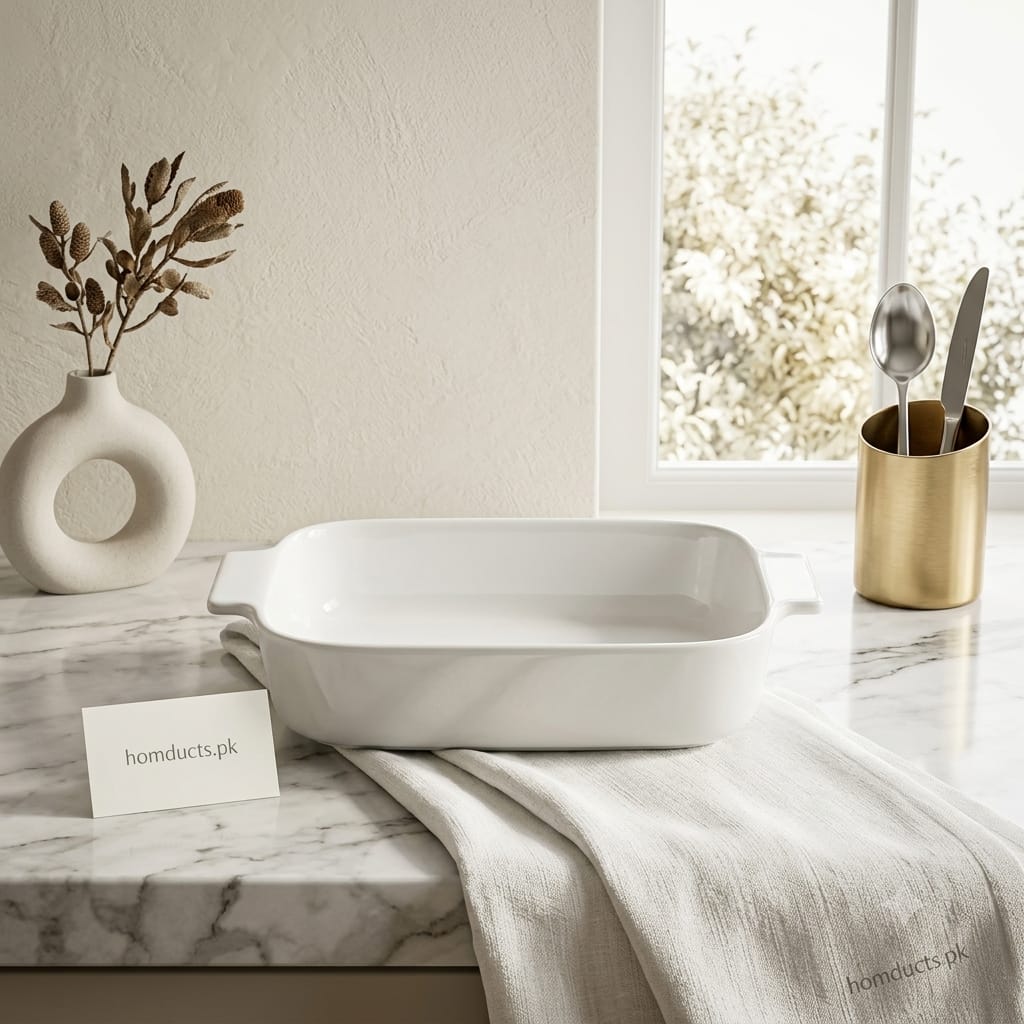Danny home Porcelain Square Baking Dish – Premium Ceramic Ovenware Casserole & Roasting Pan for Baking & Serving