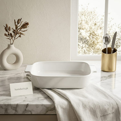 Danny home Porcelain Square Baking Dish – Premium Ceramic Ovenware Casserole & Roasting Pan for Baking & Serving