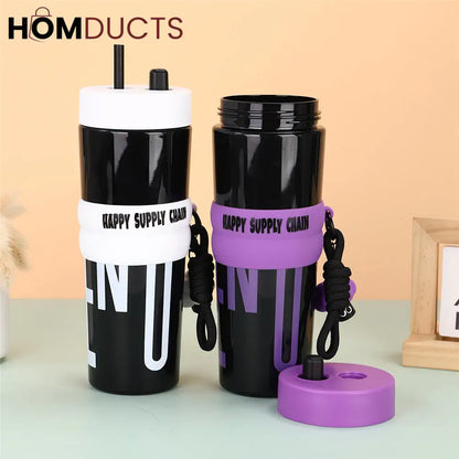 Colorful Leak-Proof Sports Water Bottle with Straw and Handle –Travel Tumbler for Gym, School, and Outdoor Use