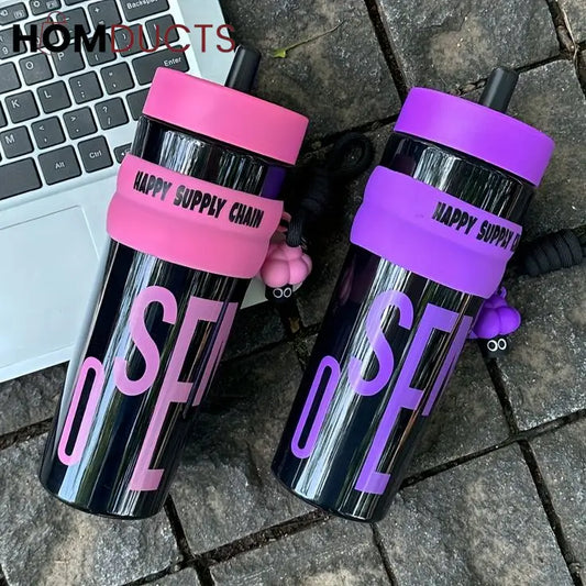Colorful Leak-Proof Sports Water Bottle with Straw and Handle –Travel Tumbler for Gym, School, and Outdoor Use