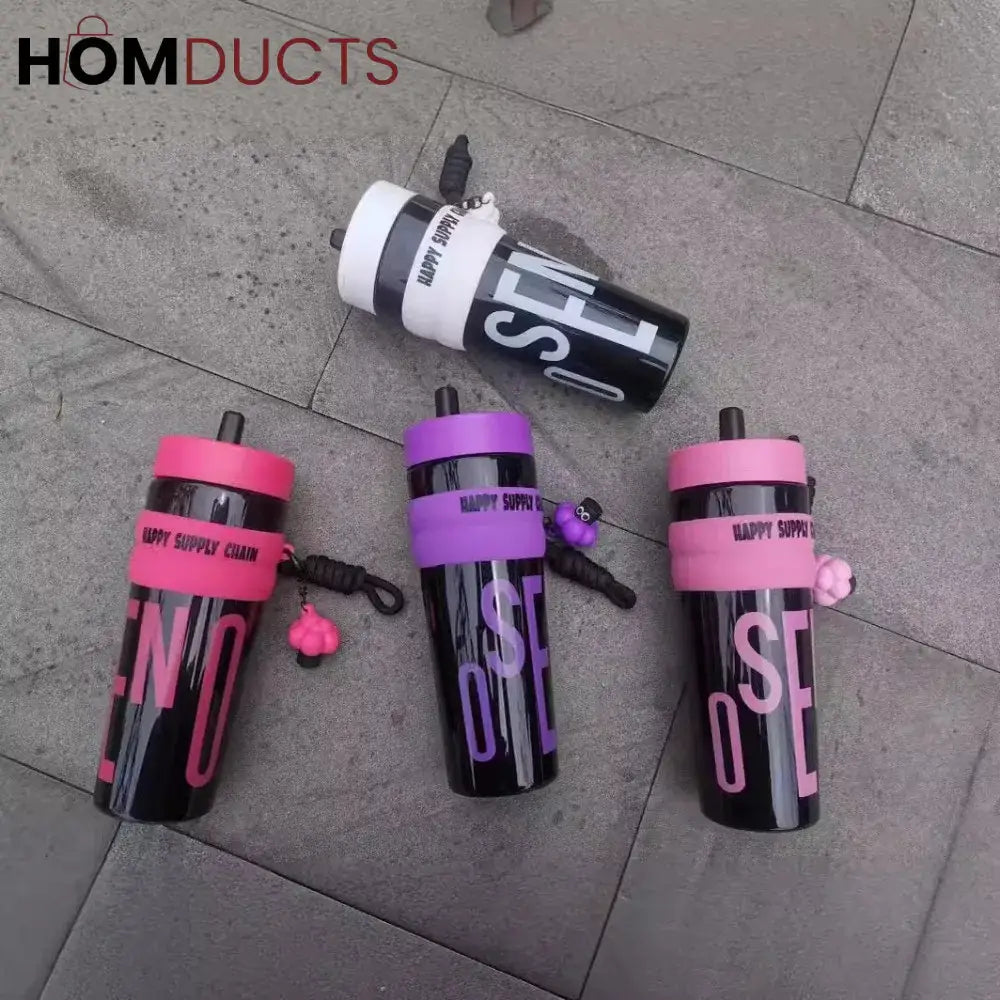 Colorful Leak-Proof Sports Water Bottle with Straw and Handle –Travel Tumbler for Gym, School, and Outdoor Use