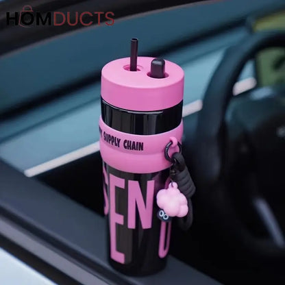 Colorful Leak-Proof Sports Water Bottle with Straw and Handle –Travel Tumbler for Gym, School, and Outdoor Use