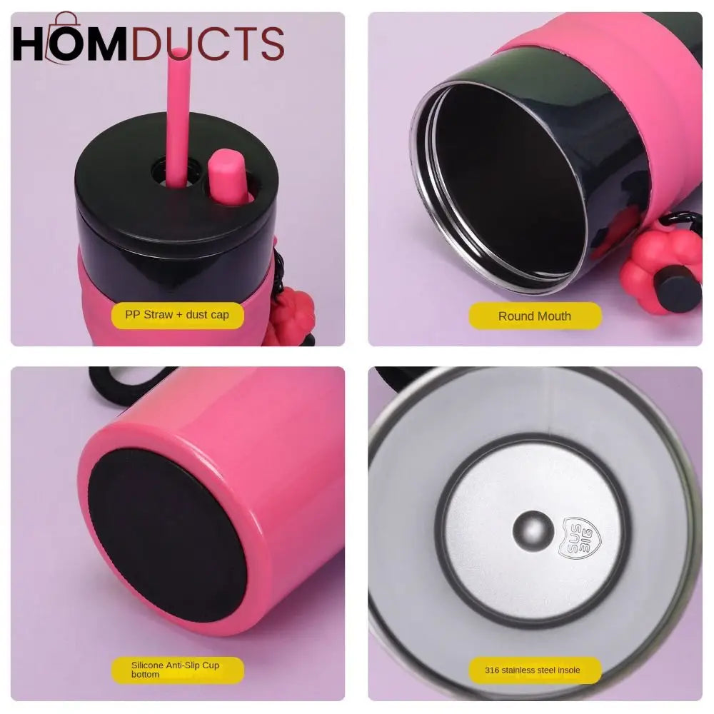 Colorful Leak-Proof Sports Water Bottle with Straw and Handle –Travel Tumbler for Gym, School, and Outdoor Use