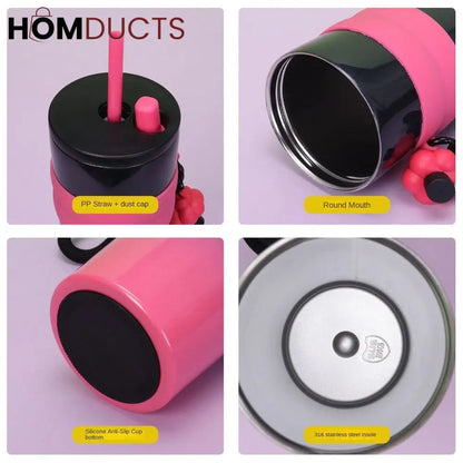 Colorful Leak-Proof Sports Water Bottle with Straw and Handle –Travel Tumbler for Gym, School, and Outdoor Use