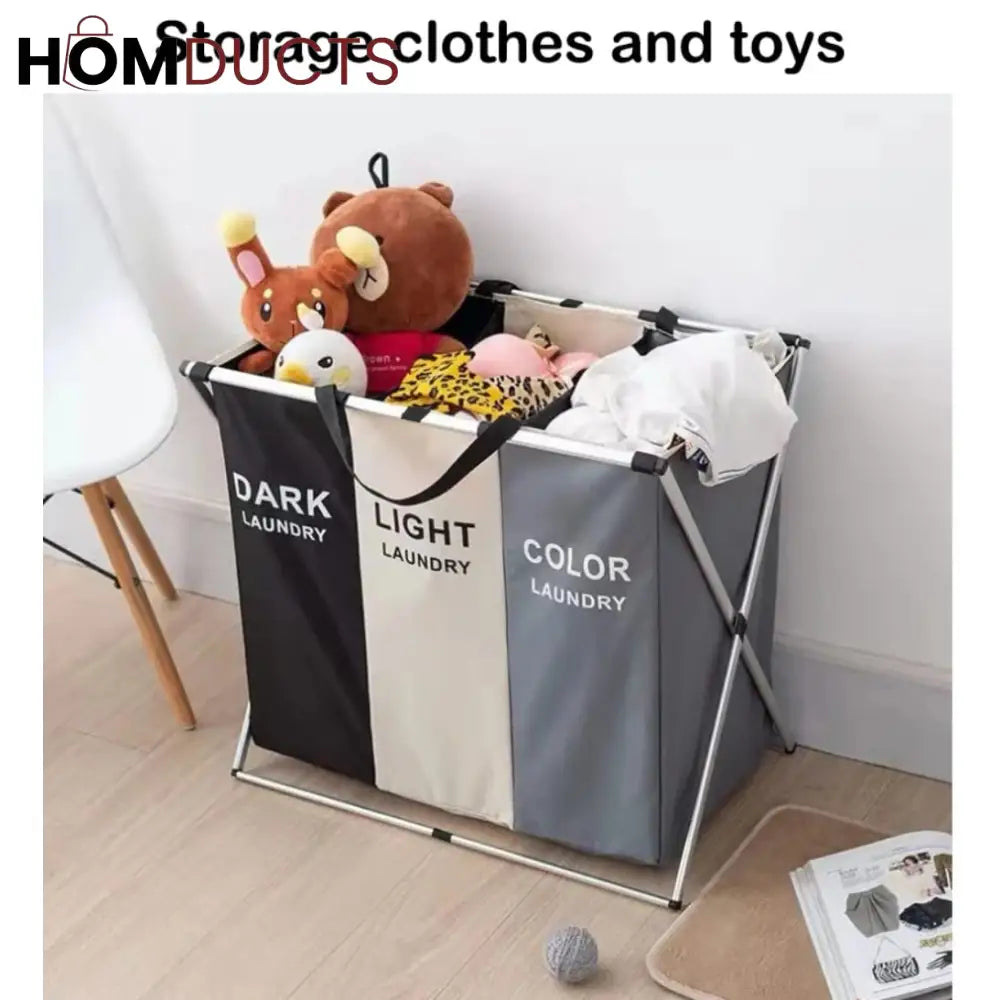 Foldable 2 and 3 Section Laundry Basket