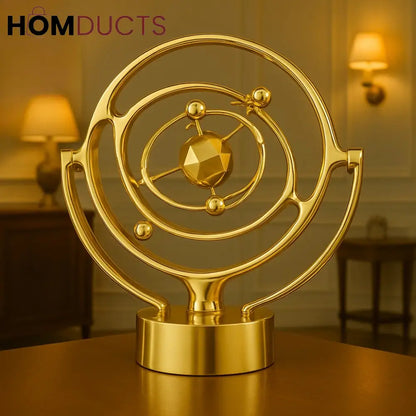 Golden Kinetic Sculpture Orb - Luxury Perpetual Motion Desk Decor