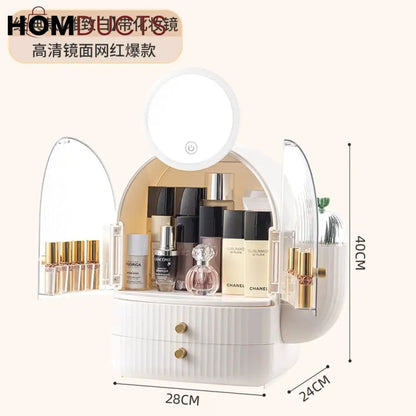 Luxury large Capacity Inside Led Mirror Cosmetic Organizer