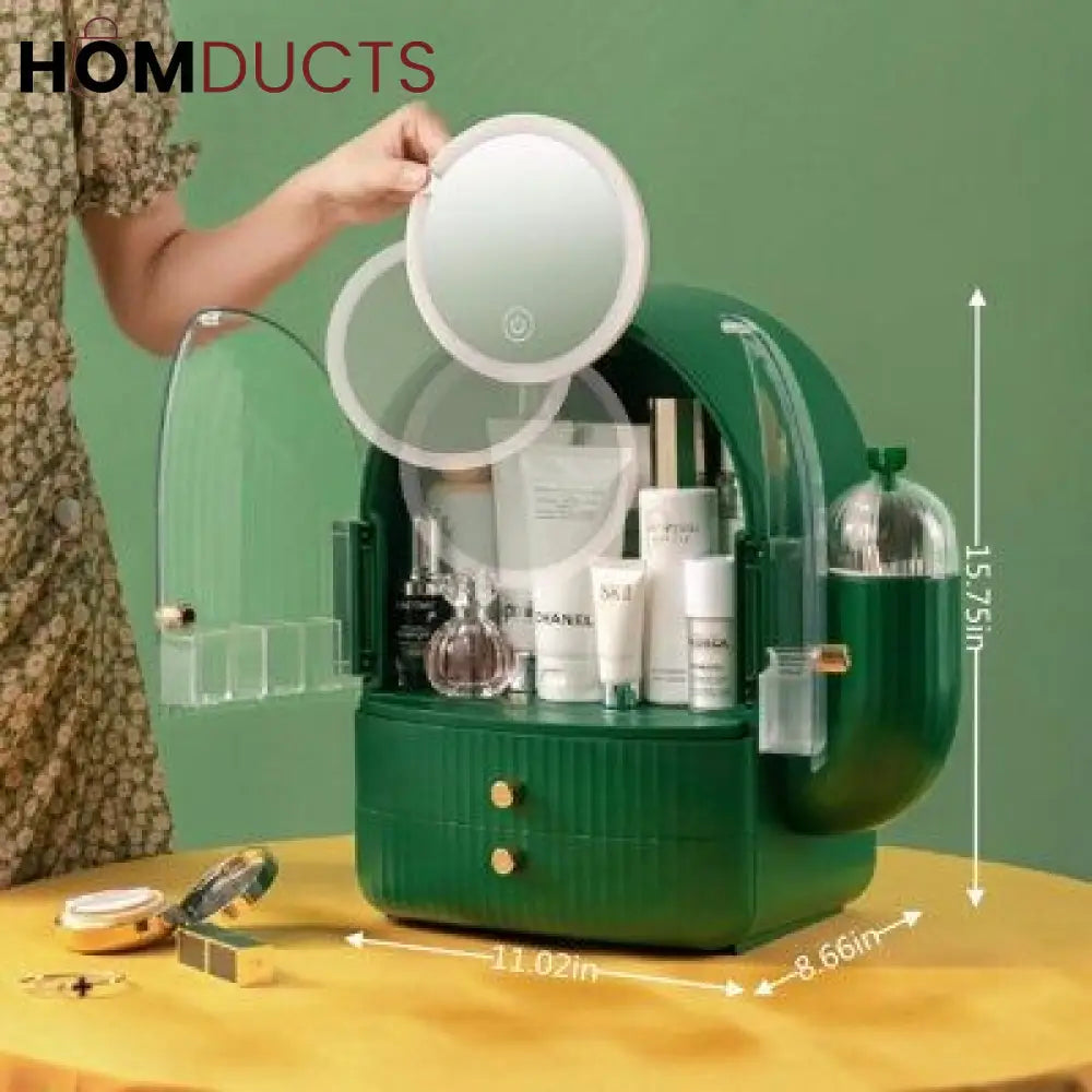 Luxury large Capacity Inside Led Mirror Cosmetic Organizer