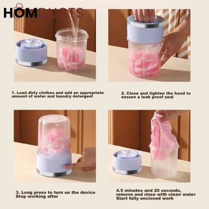 Portable Mini Washing Machine - Compact Laundry Washer with 3 Cycles