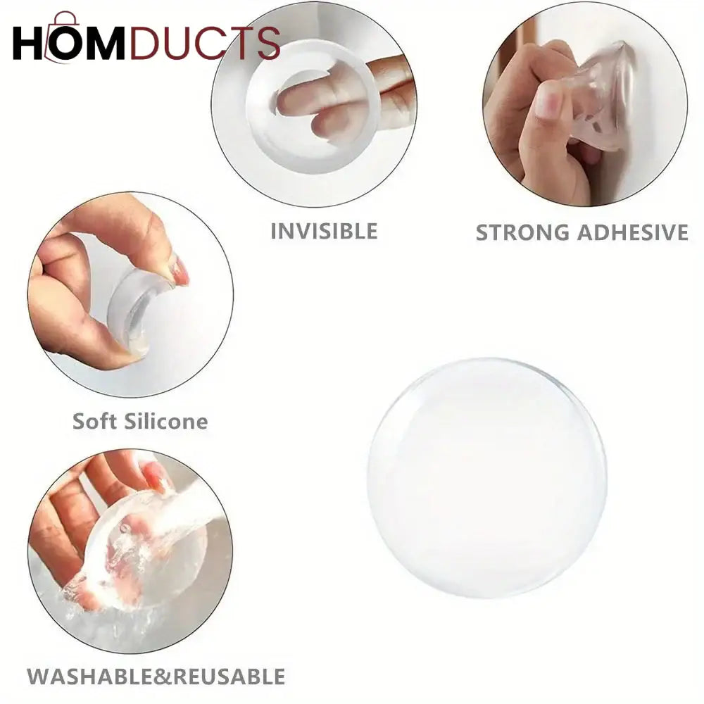 Self-Adhesive Silicone Door Handle Wall Protector – Shock Absorbing Bumper Pads for Walls, Furniture & Appliances 6pcs