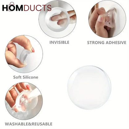 Self-Adhesive Silicone Door Handle Wall Protector – Shock Absorbing Bumper Pads for Walls, Furniture & Appliances 6pcs