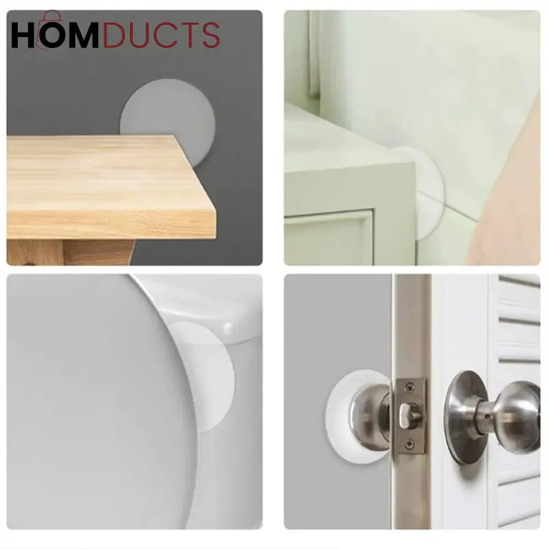 Self-Adhesive Silicone Door Handle Wall Protector – Shock Absorbing Bumper Pads for Walls, Furniture & Appliances 6pcs
