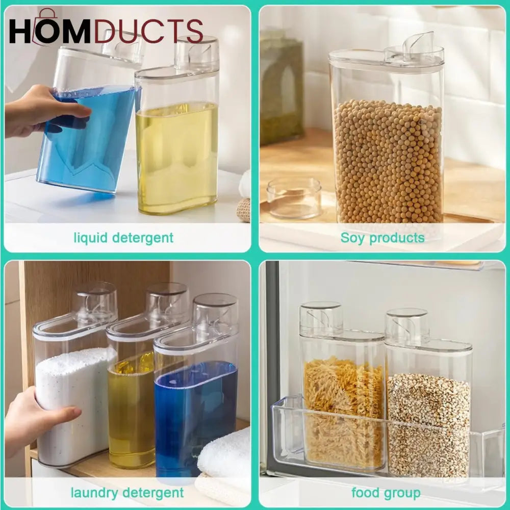 Transparent Airtight Kitchen Dispenser with Handle – 1PC Storage Container for Liquid & Dry Items