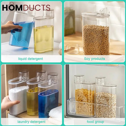 Transparent Airtight Kitchen Dispenser with Handle – 1PC Storage Container for Liquid & Dry Items